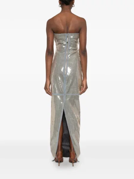 Rochie maxi Rick Owens cu paiete de costum gri