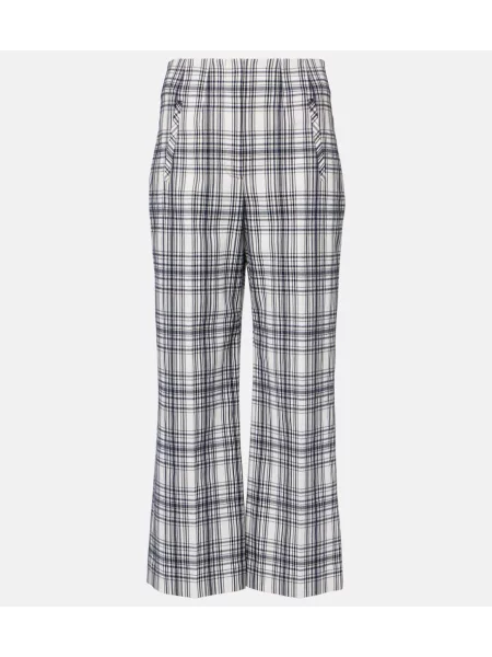 Pantaloni Veronica Beard în carouri alb