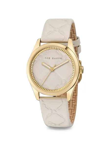 Matlasat ceas Ted Baker din piele alb