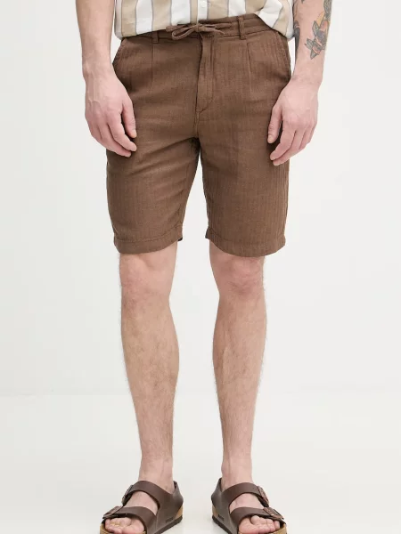 Lindbergh szorty z dodatkiem lnu brązowe