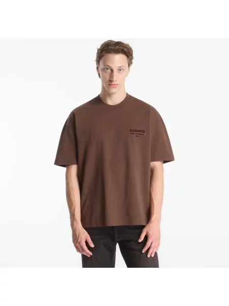 Tričko AllSaints Xander Ss Crew Bitter Brown S hnědé