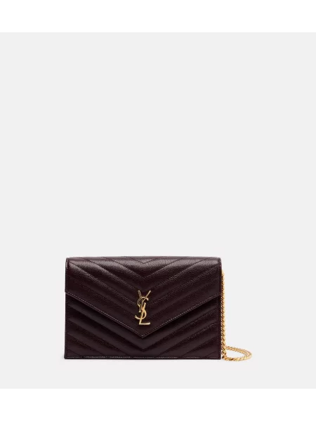 Usnjena ogrlica Saint Laurent bordo