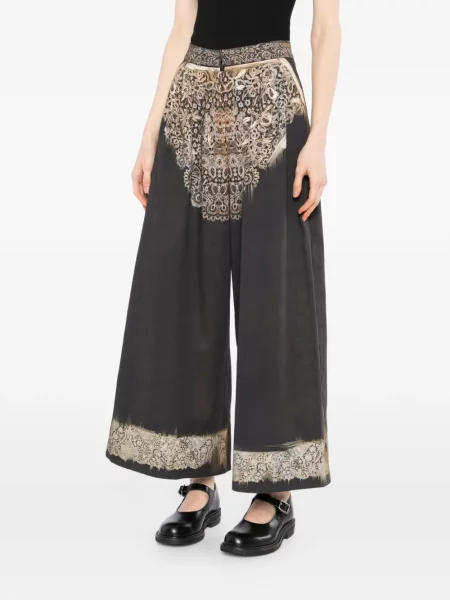 Pantaloni Ia London cu model floral cu imagine negru