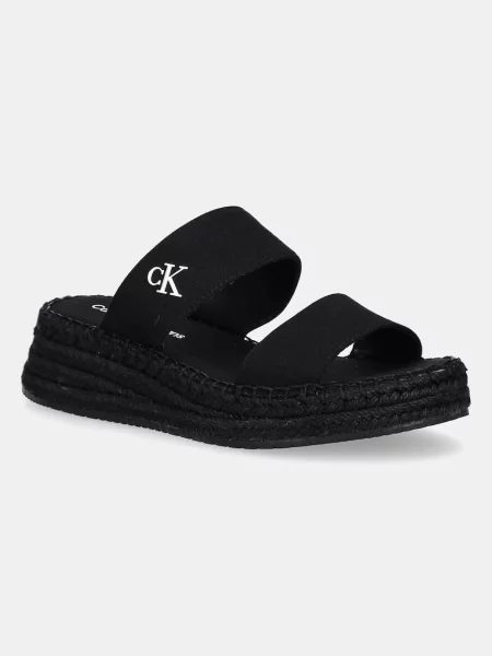Natikači Calvin Klein Jeans SPORTY ROPE MG LTH WEBBING črna