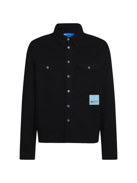 Cămașă de blugi Karl Lagerfeld Jeans cu autograf negru