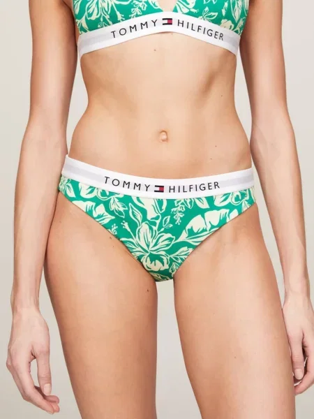 Klasické bikiny Tommy Hilfiger s potlačou s tropickým vzorom zelená
