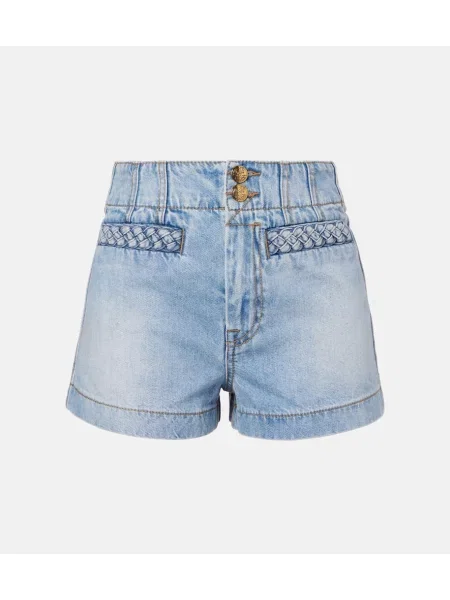 Pantaloni scurți din denim Zimmermann cu talie înaltă albastru