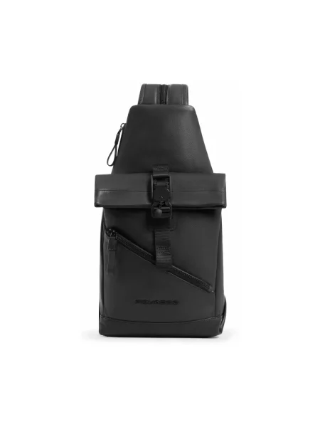 Torba crossbody Piquadro skórzana czarna