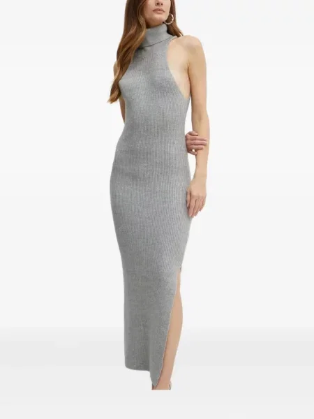 Rochie maxi Bardot de costum gri