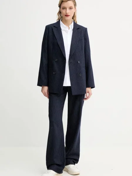 A.P.C. marynarka wełniana veste lucy granatowy dwurzędowa wzorzysta