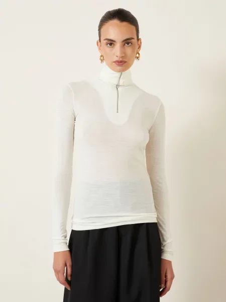 Jil Sander Jerseyový Svetr Troyer S Rolákem režná