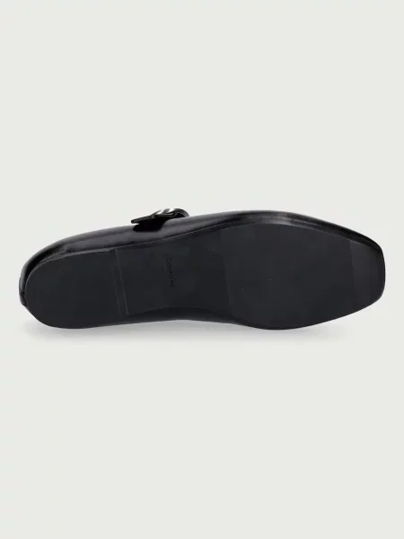 Calvin Klein balerina cipő bőr SQUARED BALLERINA MJ LTH HDW fekete