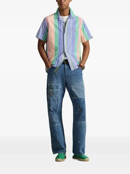 Ριγέ δερμάτινος κάλτσες Polo Ralph Lauren με κορδόνι μαύρο