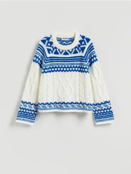 Reserved Pulover cu model de inspirație nordică multicolor