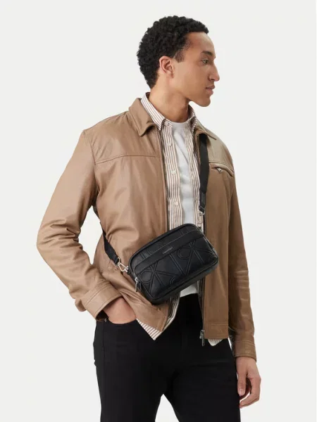Calvin Klein Мъжка чантичка Emblem Aop Emboss Camera Bag черен