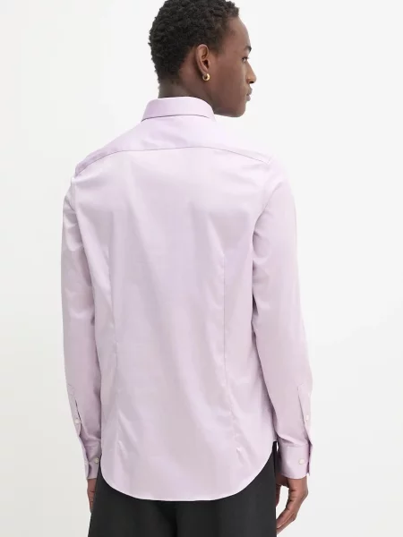 Košile Calvin Klein slim s italským límcem růžová