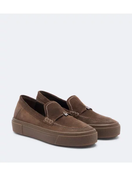 Pantofi loafer Hogan din piele de căprioară maro