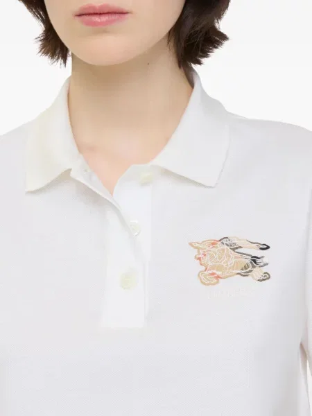Tricou polo Burberry cu broderie alb