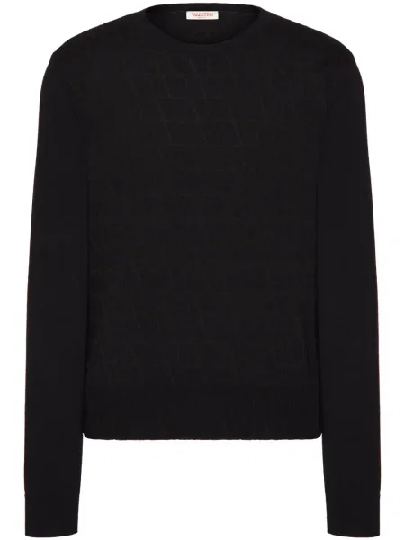Вълнен пуловер Valentino Garavani черно