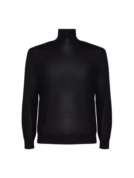 Sweter z golfem Kangra wełniany do golfa czarny