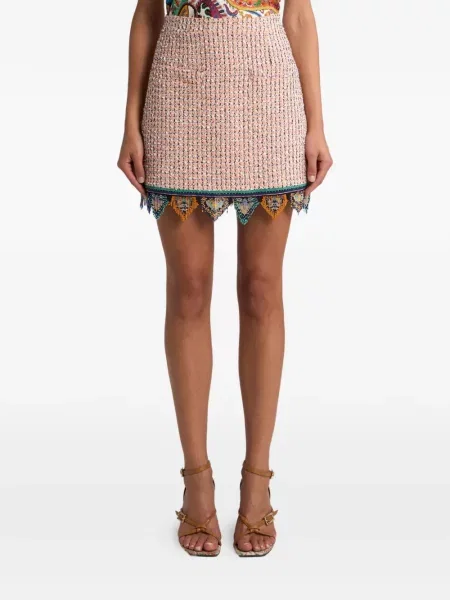 Fusta mini Etro cu franjuri din tweed