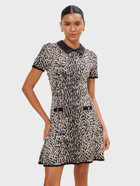 Lipsy Rochie tricotat crem negru