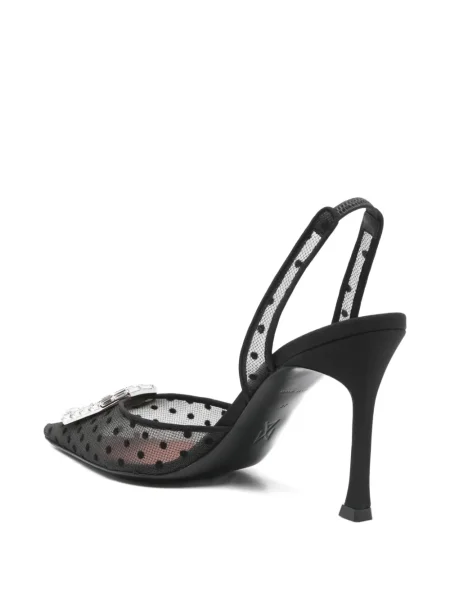 Pantofi cu toc Amina Muaddi cu buline alb