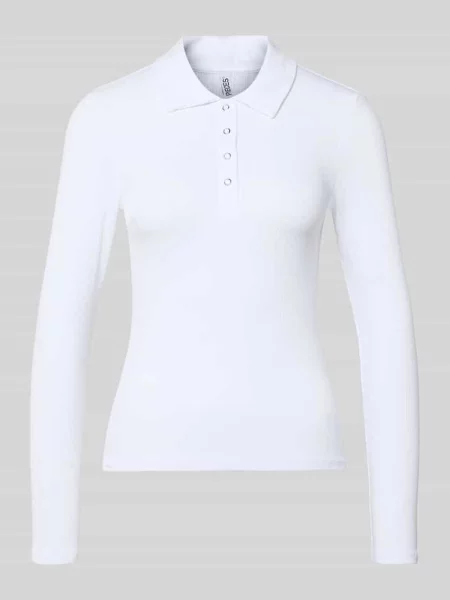 Slim Fit koszulka z długim rękawem z mieszanki bawełny model KITTE' Pieces biała