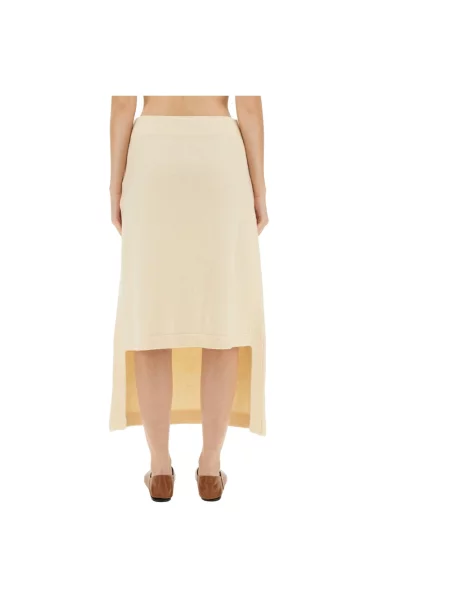 Spódnica midi Jil Sander wełniana beżowa