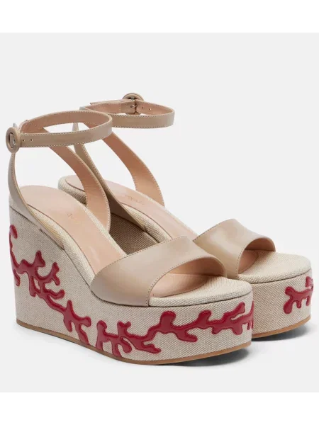 Espadrile Gianvito Rossi din piele cu pană alb