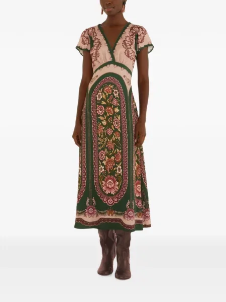 Rochie midi Farm Rio cu model floral cu imagine cu decolteu în V