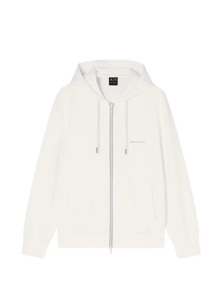 Hanorac cu glugă Armani Exchange cu autograf alb