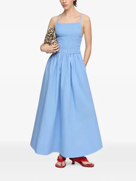 Rochie maxi Ganni din poplin albastru