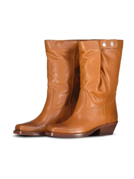 Botki Isabel Marant skórzane brązowe