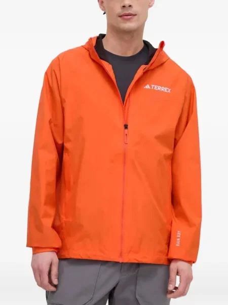 Geacă Adidas cu dungi alergare cu glugă verde