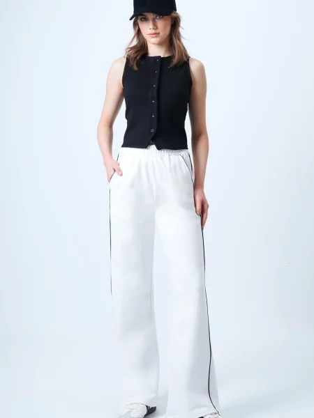 Trend Alaçatı Stili Pantaloni negru alb