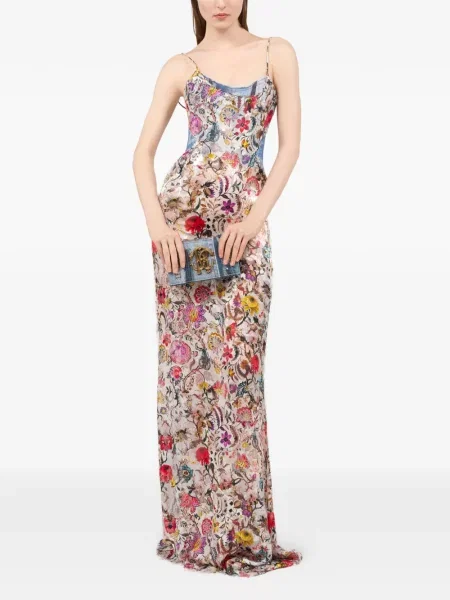 Rochie Roberto Cavalli cu model floral cu imagine de costum