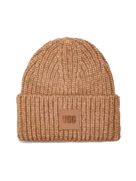 UGG czapka beanie z dodatkiem wełny brązowa