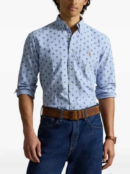 Șapcă Polo Ralph Lauren cu decolteu în V cu autograf în carouri albastru