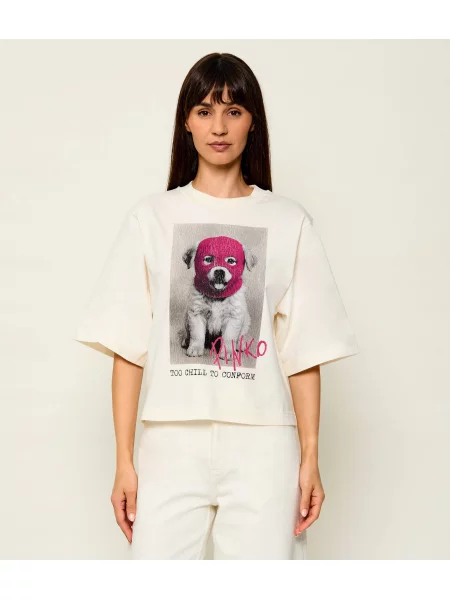 Pinko Tricou Niamey Punk Dog | Relaxed fit bej