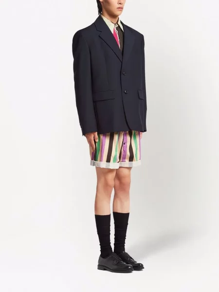 Vlněné jednořadé sako Prada modré