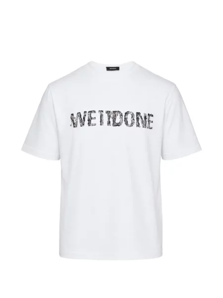 Tricou We11done cu imagine din dantelă alb