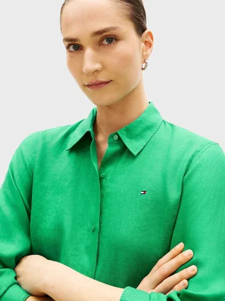 Лляна сорочка Tommy Hilfiger зелена