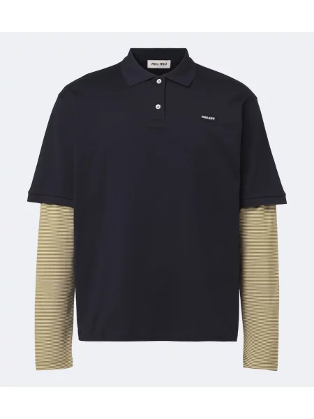 Tricou polo Miu Miu din jerseu albastru