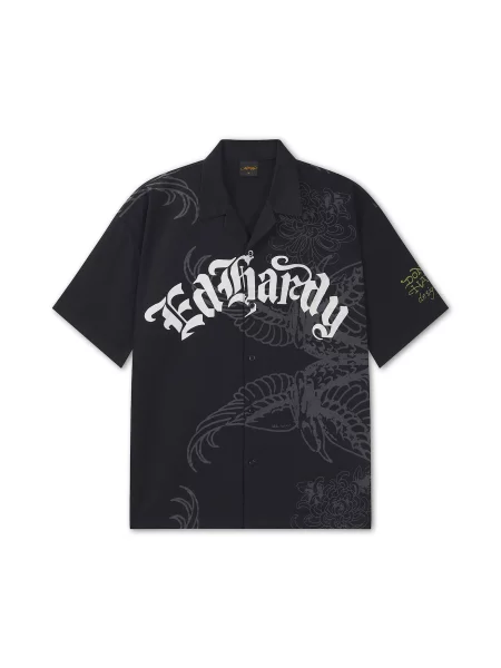 Ed Hardy Cămașă gri metalic / negru alb