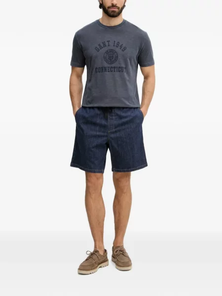 Tricou Gant cu broderie albastru