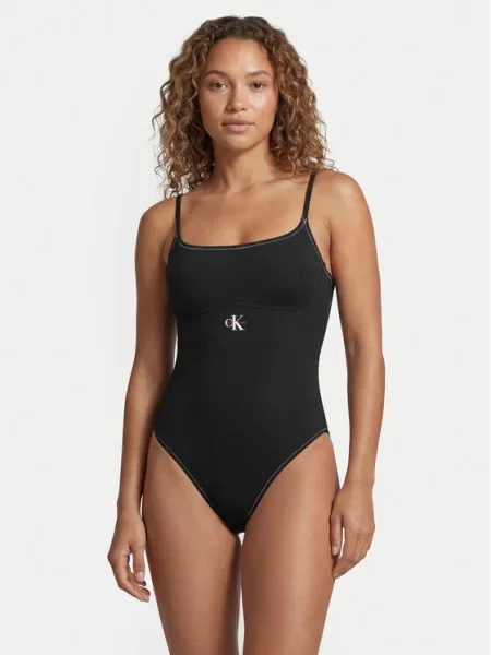 Calvin Klein Swimwear Costum de baie întreg roșu intens / negru alb