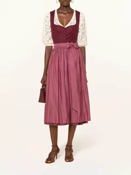 Wallmann Krajková Dirndl Halenka S Rukávy krémová