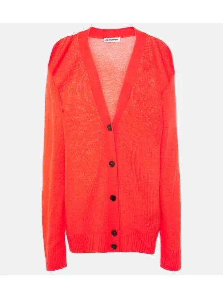 Cardigan Jil Sander de lână roșu