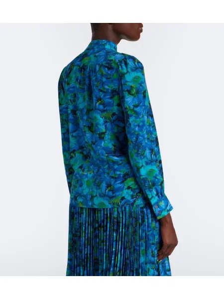 Bluză Gucci de mătase cu model floral albastru